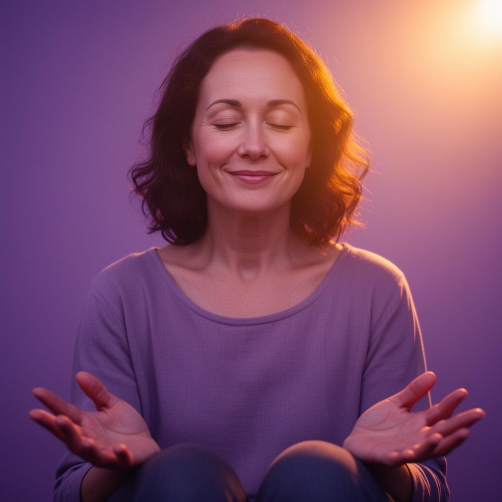 Mani aperte su sfondo crema con forme astratte nei colori FibroMental, simbolo di accettazione ACT